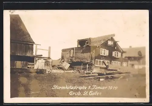 Foto-AK Grub, Sturmkatastrophe 5. Januar 1919