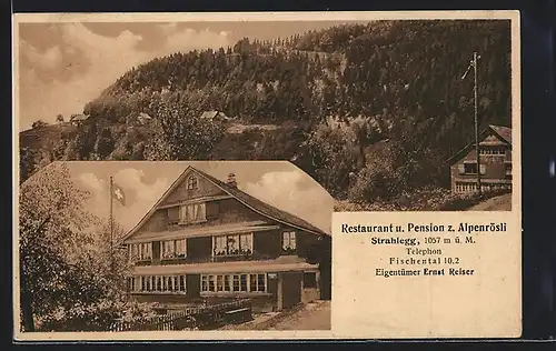 AK Strahlegg, Restaurant-Pension zum Alpenrösli E. Reiser mit Garten und Umgebung