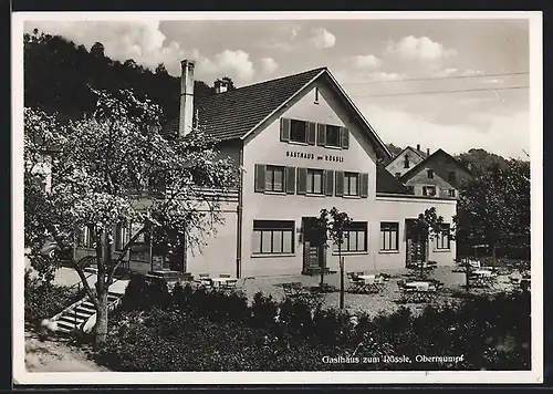 AK Obermumpf, Gasthaus zum Rössle mit Garten aus der Vogelschau