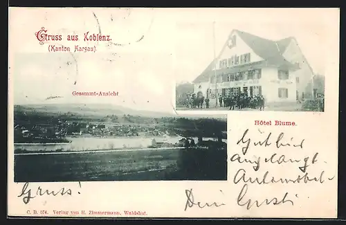 AK Koblenz /Aargau, Partie am Hotel Blume, Gesamtansicht