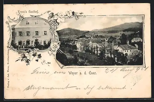 AK Weyer a. d. Enns, Krehn`s Gasthof, Teilansicht