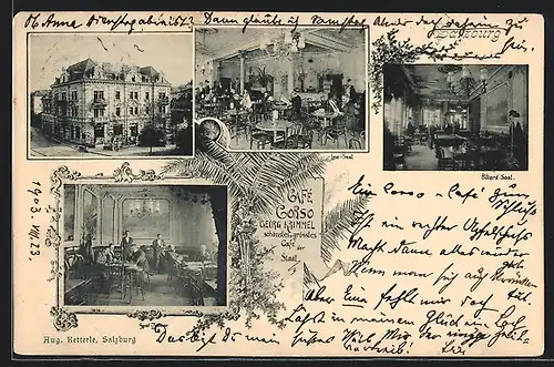 AK Salzburg, Cafe Corso Georg Krimmel, Innenansichten