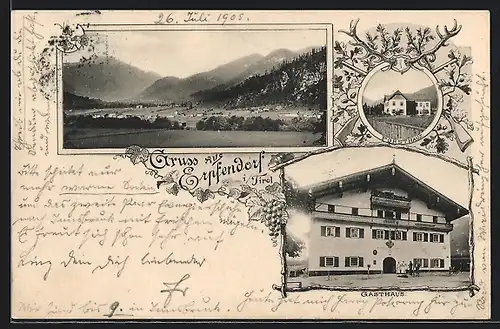 AK Kirchdorf in Tirol, Erpfendorf, Gasthaus, Forsthaus, Panorama