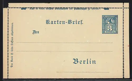 AK Private Stadtpost Berliner Packetfahrt AG, Karten-Brief 3 Pf.