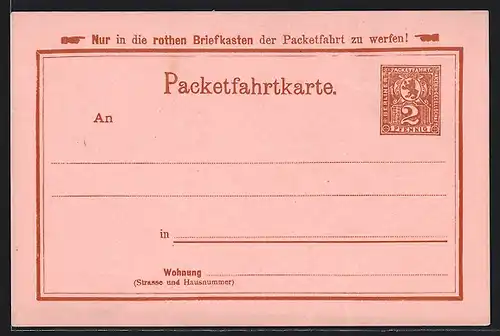 AK Berliner Packetfahrt AG, Packetfahrtkarte 2 Pf., Private Stadtpost
