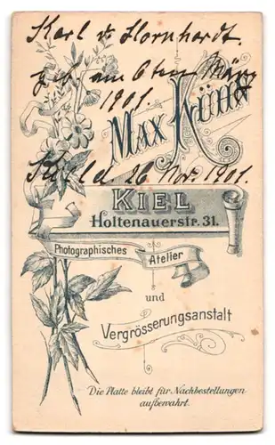 Fotografie Max Kühn, Kiel, Frau Anna mit ihrem Sohn Karl von Hornhardt, 1901