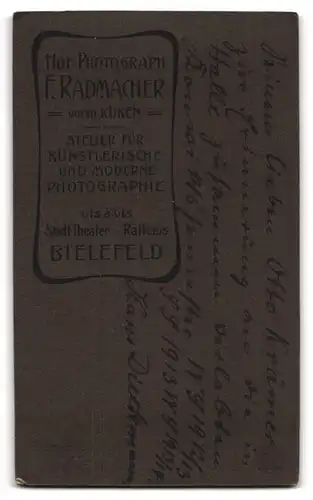 Fotografie F. Radmacher, Bielefeld, Portrait Herr Hans Dieckmann im Anzug mit Mustasch