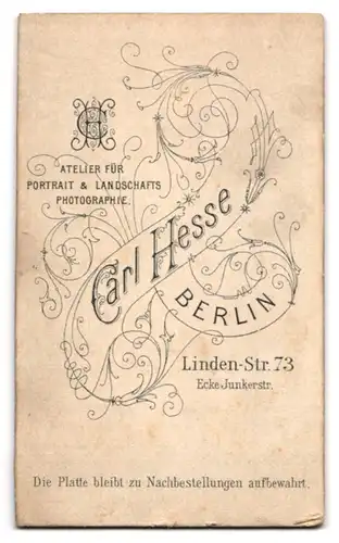 Fotografie Carl Hesse, Berlin, Lindenstrasse 73, Soldat in Uniform mit Schnurrbart
