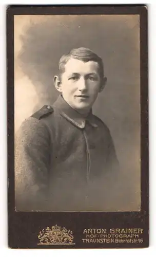 Fotografie Anton Grainer, Traunstein, Bahnhofstrasse 16, Bayerischer Soldat in Uniform mit abstehenden Ohren