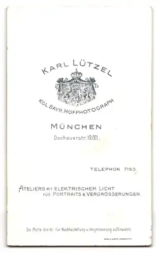 Fotografie Karl Lützel, München, Dachauerstrasse 19 /21, Bayerischer Uffz. mit Schnurrbart