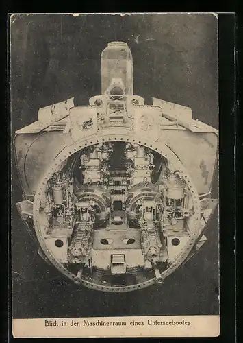 AK Blick in den Maschinenraum eines U-Bootes