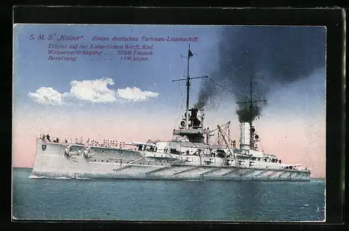 AK Erstes deutsches Turbinen-Linienschiff SMS Kaiser