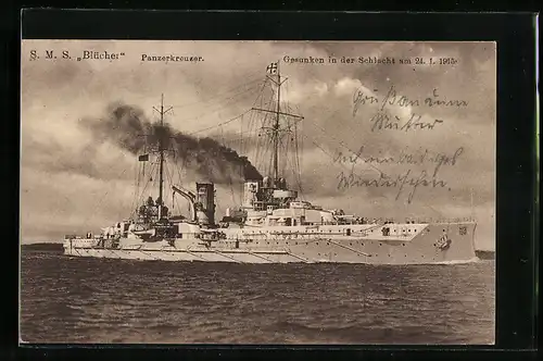 AK Panzerkreuzer S. M. S. Blücher, gesunken in der Schlacht am 24. 1. 1915