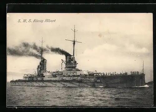 AK Kriegsschiff S. M. S. König Albert in Fahrt