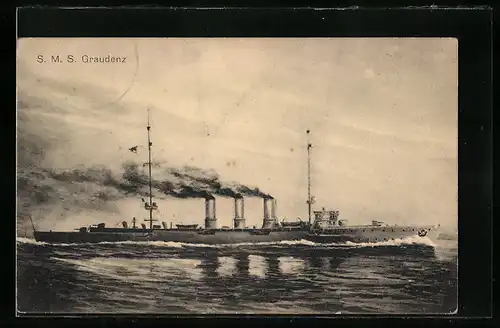 AK S. M. S. Graudenz in voller Fahrt