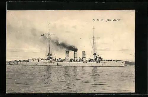 AK S. M. S. Graudenz auf dem Wasser