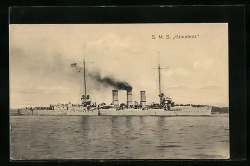 AK Kriegsschiff SMS Graudenz in Fahrt