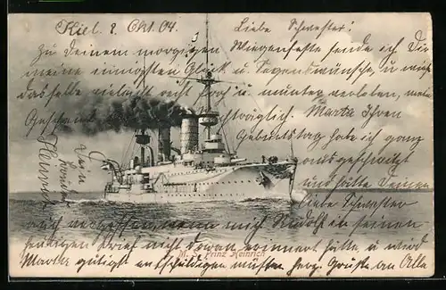 AK S. M. S. Prinz Heinrich unter Volldampf