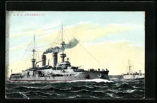 AK Kriegsschiff SMS Friedrich III