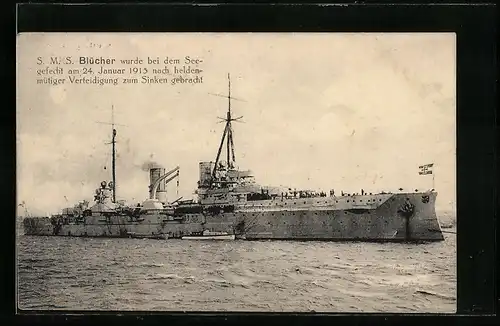 AK S.M.S. Blücher vor Anker liegend