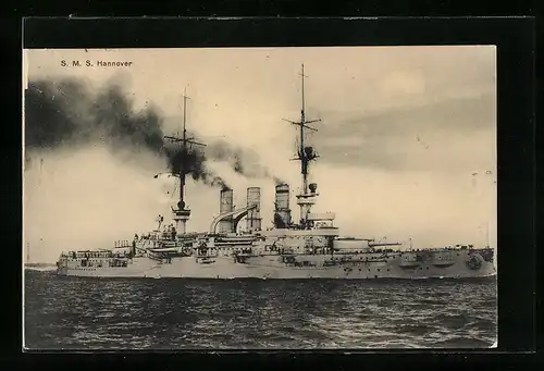 AK S. M. S. Hannover auf dem Wasser