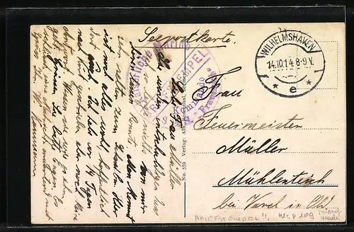 AK Kriegsschiff SMS König Albert auf See