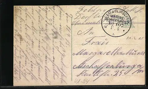 Künstler-AK Blockade Englands durch deutsche U-Boote, versenkter englischer Kreuzer