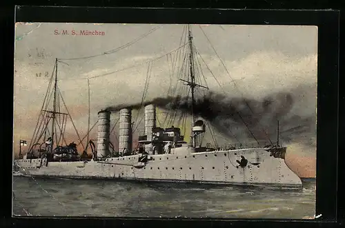 AK S.M.S. München während der Fahrt