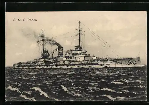 AK SM Linienschiff Posen auf hoher See