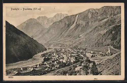 AK Pontebba, Blick auf den Ort und ins Tal