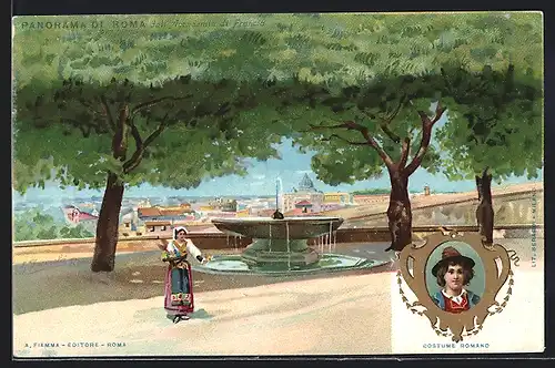 Lithographie Roma, dall Accademia di Francia, Junge in Costume Roma