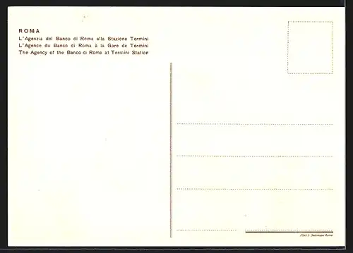 Künstler-AK Roma, L`Agenzia del Banco di Roma alla Stazione Termini