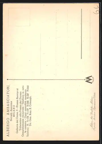 AK Milano, Albergo Ambasciatori, Galleria del Corso 3, Piazza Beccaria