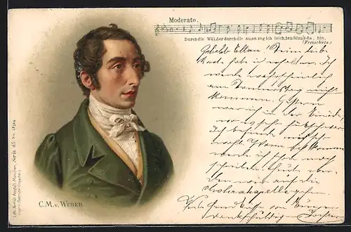 Lithographie Carl Maria von Weber, Portrait des Komponisten