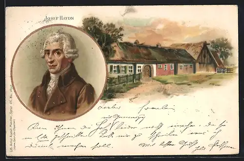 Lithographie Porträt von Josef Haydn