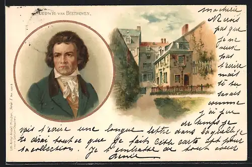 AK Porträt Ludwig van Beethoven, Gebäudeansicht
