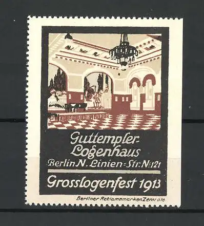 Reklamemarke Berlin, Grosslogenfest 1913, Inneres des Guttempler-Logenhauses