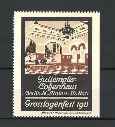 Reklamemarke Berlin, Grosslogenfest 1913, Inneres des Guttempler-Logenhauses