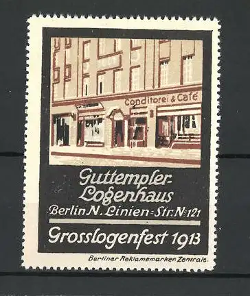 Reklamemarke Berlin, Grosslogenfest 1913, Guttempler-Logenhaus, Aussenansicht