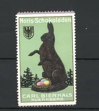 Reklamemarke Noris-Schokoladen, Carl Bierhals, Nürnberg, Schoko-Osterhase mit bunten Eiern