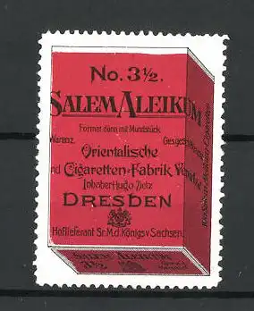 Reklamemarke Salem Aleikum Orientalische Cigarettenfabrik, Hugo Zietz, Dresden, Schachtel