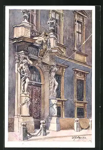 Künstler-AK E.F. Hofecker: Wien, Barockportal - Liechstensteinpalais