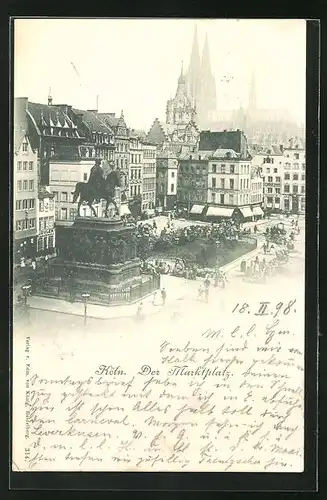 AK Köln, Blick vom Marktplatz zum Dom