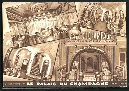 AK Reims, Restaurant Le Palais du Champagne, Salon, Caveau, 81 Place Drouet d`Erlon