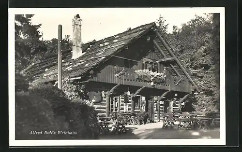 AK Wien-Ober-St. Veit, Alfred Doll`s Weinhaus, Stock im Weg