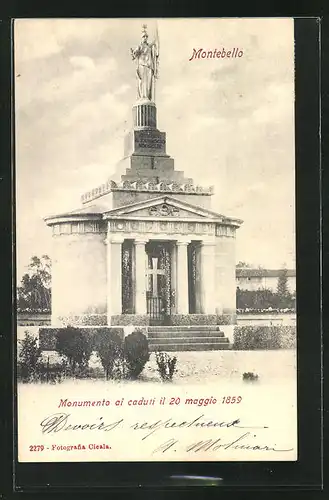 AK Montebello, Monumento ai caduti il 20 maggio 1859