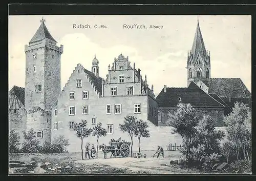 AK Rufach / Rouffach, Blick auf Kirche und Schloss