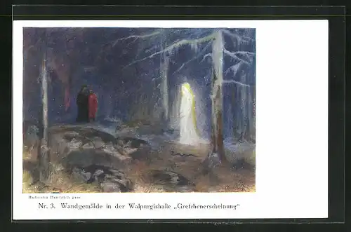Künstler-AK Hermann Hendrich: Wandgemälde in der Walpurgishalle Gretchenerscheinung