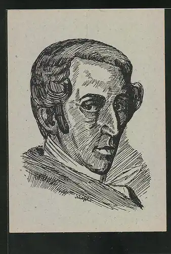 AK Karl Maria v. Weber mit Lockenfrisur