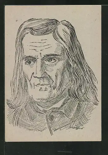 AK Friedrich Rückert mit langem Haar und im Anzug